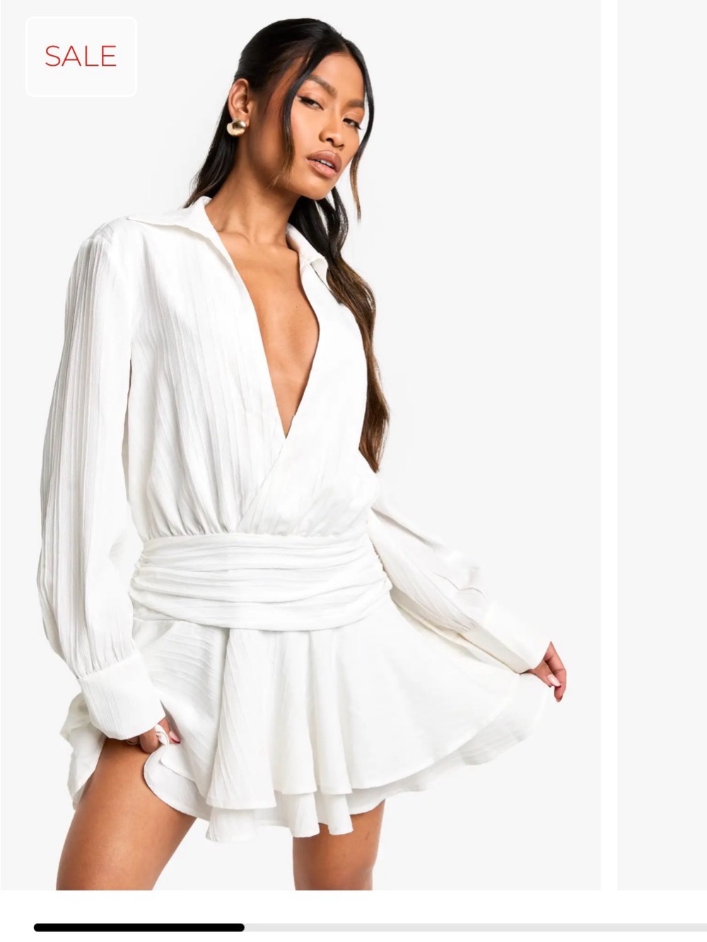 2 for $30 sale: Boohoo Textured Ruched Frill Skirt Mini Dress